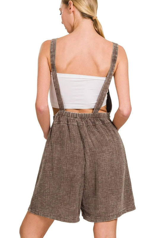 Zenana Woven Double Gauze Acid Washed Romper